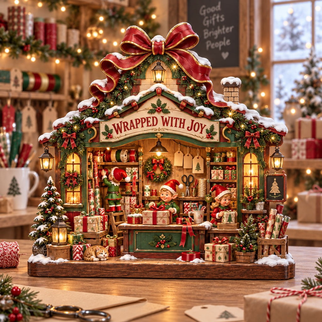 Santa Elf Project Christmas Wooden Block Wrapped With Joy Elf Gift Shop - Walmart.com