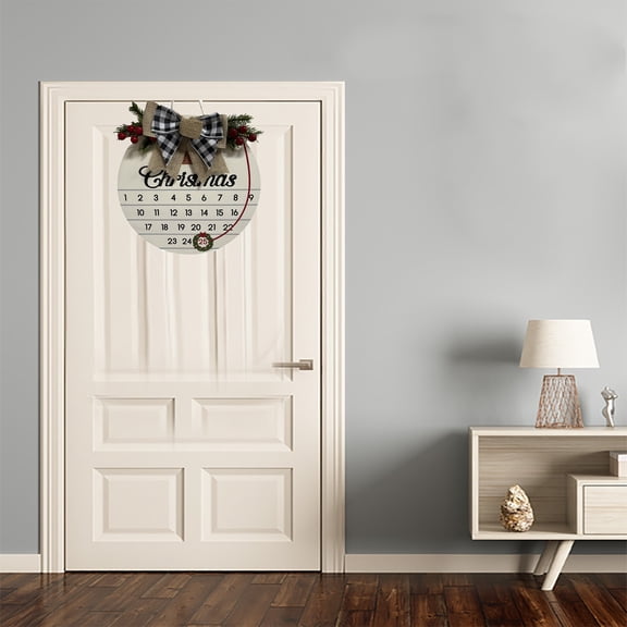 Christmas Wooden Countdown Calendar Round Wall Door Hanging Tag, Festive Wall or Door Ornament Display, Personalized Christmas Decor