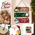 thumbnail image 1 of Christmas Wooden Door Hanger Sign, 3 Tier Hanging Wall Plaque With Santa, Snowman and Gnome, Merry Christmas Happy New Year Front Door Decor for Holiday Party, 1 of 4