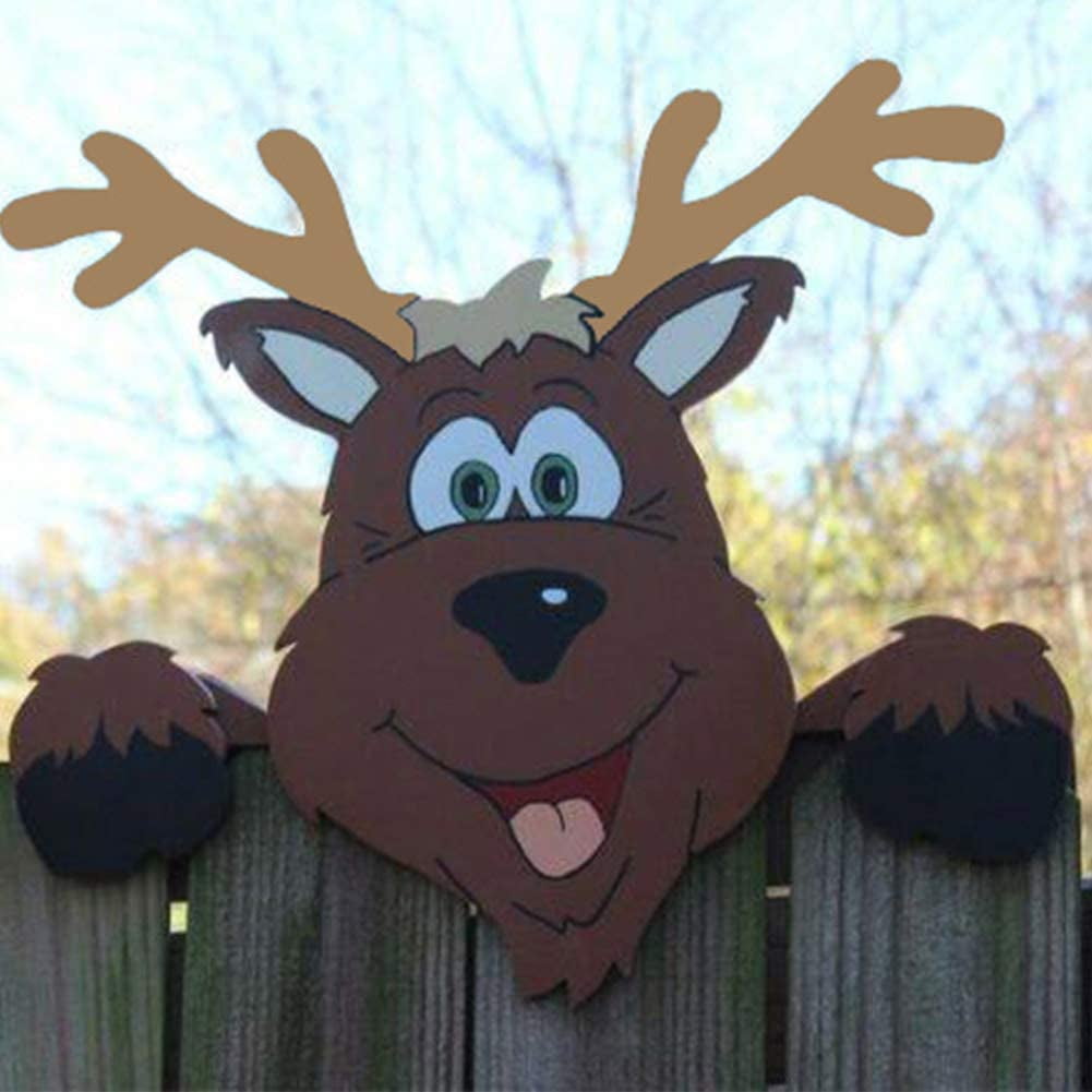 Christmas Wooden Fence Decorations Elk Outdoor Decorations Lawn Garden Decorations Welcome Sign for Holiday Christmas Decorations Outside
