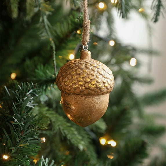 Christmas Wooden Hazelnut & Acorn Pendants, Natural-Looking Wooden Ornament Accessories for Christmas Tree, Charming Holiday Decorative Pieces to Add Festive Atmosphere in Your Home, Gold, 1pcs