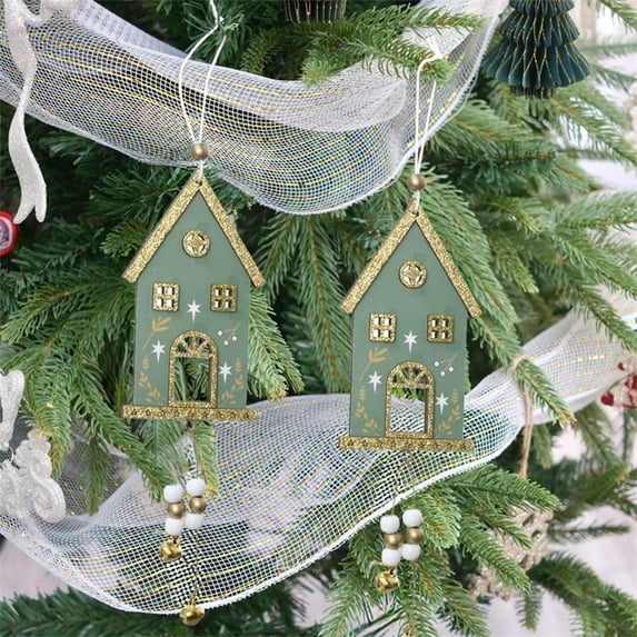 Christmas Wooden House Hanging Ornament for Tree Holiday Decor, Cozy Winter Village Decoration, Festive Home Hanging Decor