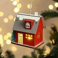 thumbnail image 1 of Christmas Wooden House Ornament with LED Light, Hanging Red Cottage Decoration for Christmas Tree, Holiday Tabletop Decor, Desktop Miniature Christmas Village House, 1 of 6