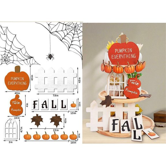 Christmas Wooden Mini Sign Ornaments, DIY Farmhouse Tabletop Tiered Tray Decor, Holiday Party Desktop Craft Decorations