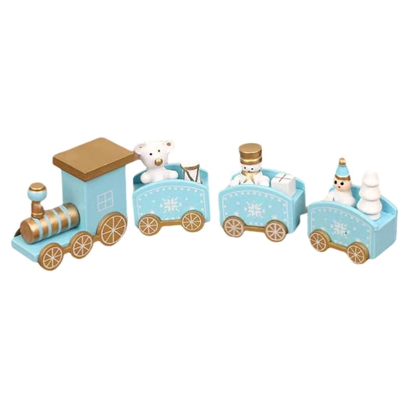 Christmas Wooden Mini Train Ornament, High-Quality Wood, Intricate Carving/Painting, Suitable for Mantle/Shelf/Tabletop Decor, Ideal Gift