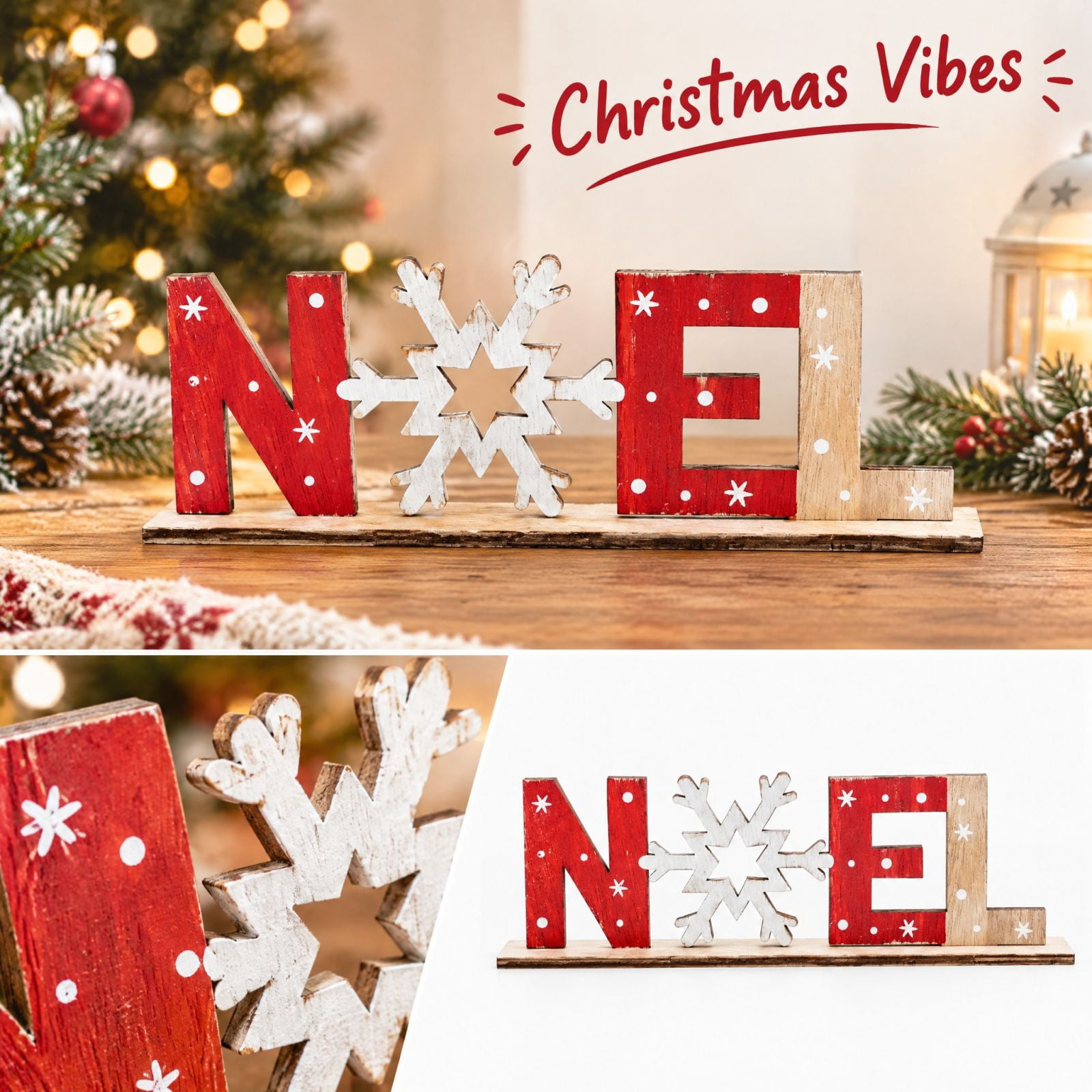 Signature Leter E Christmas Wooden Noel Tabletop Sign, Rustic Christmas Letter Figurine ...