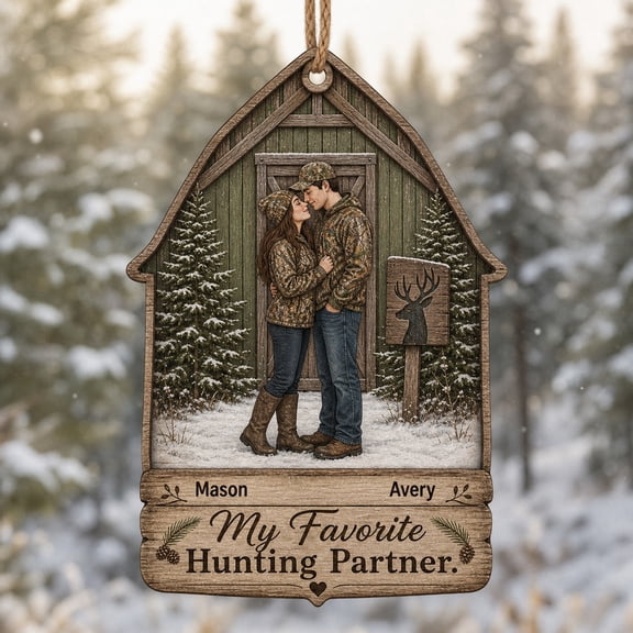 Christmas Wooden Ornament Hunting Couple Wood Tree Hanging for Couples