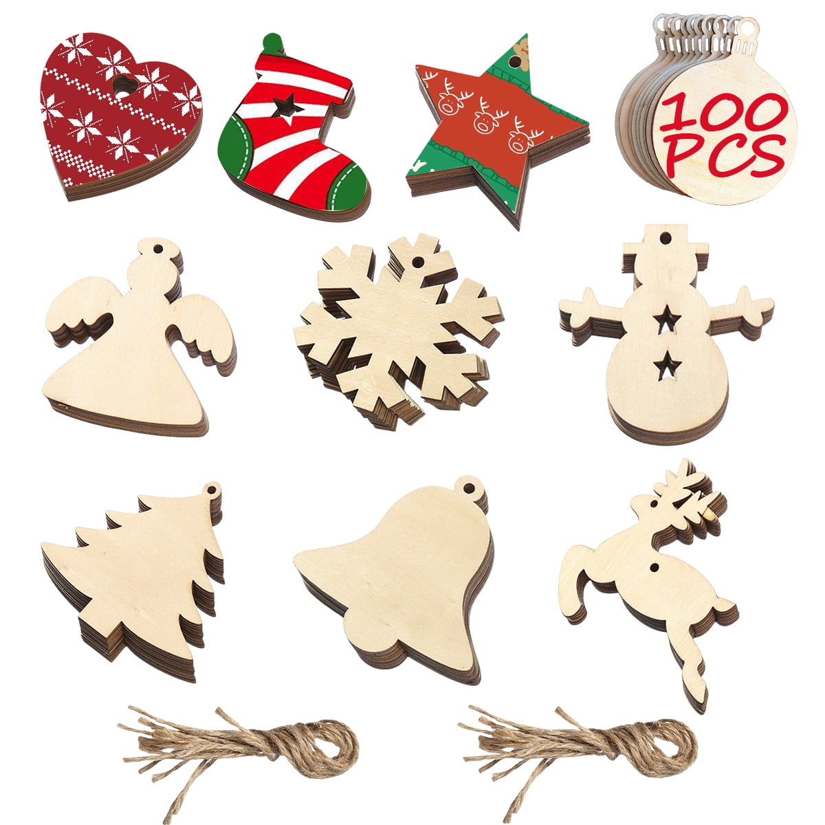 Christmas Wooden Ornaments Christmas Craft Unfinished DIY Wood Hanging