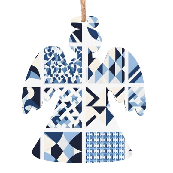 Christmas Wooden Pendant Is Not Easy To Fade Light Durable Variety Of Shapes Easy To Hang Aliceblue Geometric Patterns_2 Angel Shape