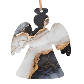 Christmas Wooden Pendant Is Not Easy To Fade Light Durable Variety Of Shapes Easy To Hang Black White Gold Marble Angel Shape