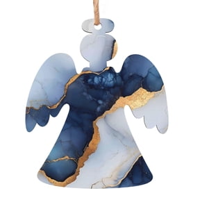Christmas Wooden Pendant Is Not Easy To Fade Light Durable Variety Of Shapes Easy To Hang Blue White Gold Marble Angel Shape