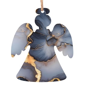 Christmas Wooden Pendant Is Not Easy To Fade Light Durable Variety Of Shapes Easy To Hang Dark Grey And White Gold Marble Angel Shape