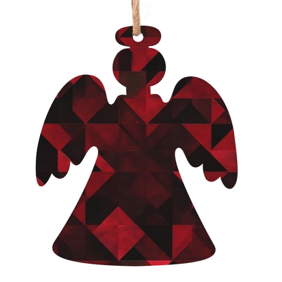 Christmas Wooden Pendant Is Not Easy To Fade Light Durable Variety Of Shapes Easy To Hang Darkred Geometric Patterns_1 Angel Shape