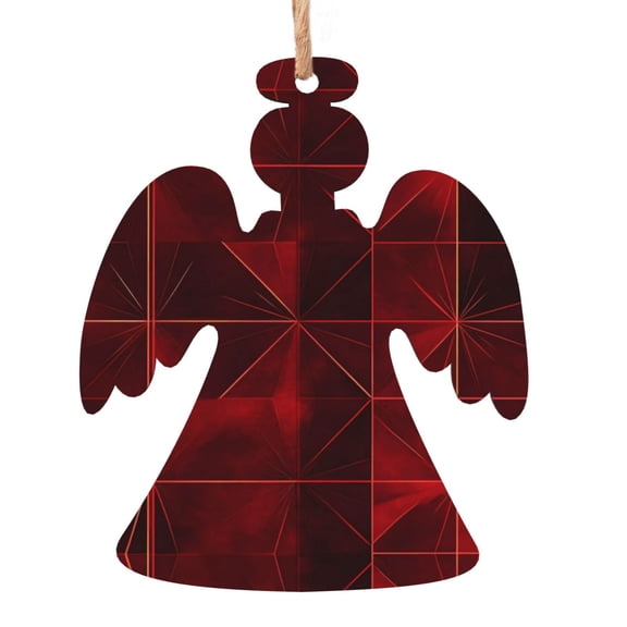 Christmas Wooden Pendant Is Not Easy To Fade Light Durable Variety Of Shapes Easy To Hang Darkred Geometric Patterns_3 Angel Shape