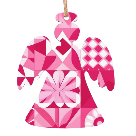 Christmas Wooden Pendant Is Not Easy To Fade Light Durable Variety Of Shapes Easy To Hang Hotpink Geometric Patterns_1 Angel Shape