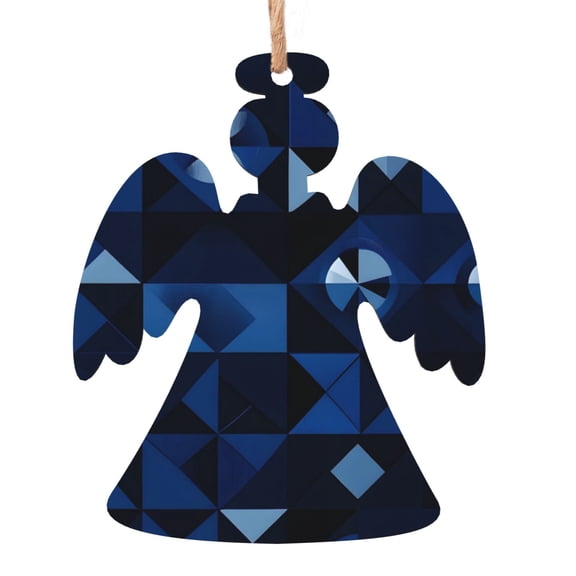 Christmas Wooden Pendant Is Not Easy To Fade Light Durable Variety Of Shapes Easy To Hang Midnightblue Geometric Patterns_2 Angel Shape