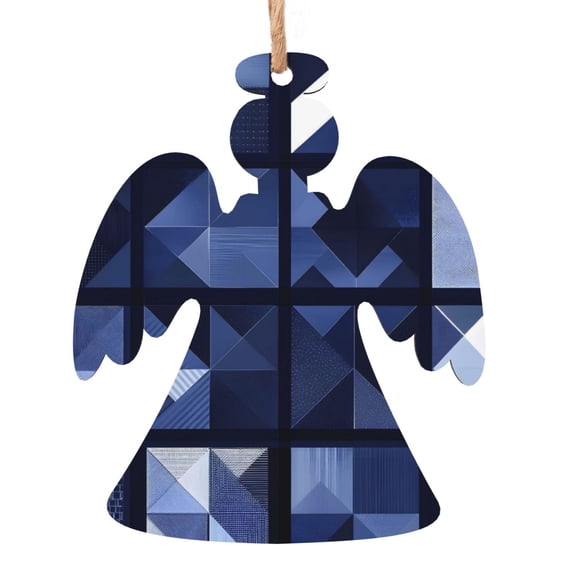 Christmas Wooden Pendant Is Not Easy To Fade Light Durable Variety Of Shapes Easy To Hang Midnightblue Geometric Patterns_3 Angel Shape