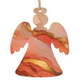 Christmas Wooden Pendant Is Not Easy To Fade Light Durable Variety Of Shapes Easy To Hang Orange And Red Gold Marble Angel Shape