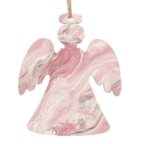 Christmas Wooden Pendant Is Not Easy To Fade Light Durable Variety Of Shapes Easy To Hang Pink Marble_21256_3 Angel Shape