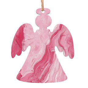 Christmas Wooden Pendant Is Not Easy To Fade Light Durable Variety Of Shapes Easy To Hang Pink Marble_21256_4 Angel Shape