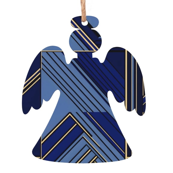 Christmas Wooden Pendant Is Not Easy To Fade Light Durable Variety Of Shapes Easy To Hang Royalblue Geometric Lines_1 Angel Shape