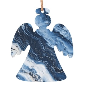 Christmas Wooden Pendant Is Not Easy To Fade Light Durable Variety Of Shapes Easy To Hang Slateblue Marble_3 Angel Shape