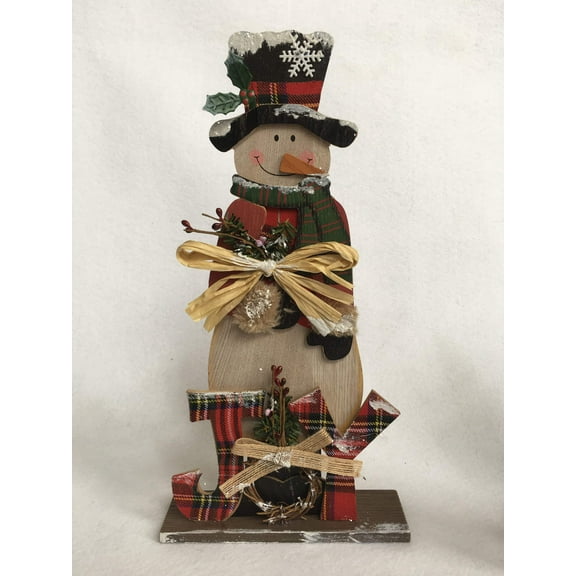 Christmas Wooden Plaid Santa or Snowman Block Sitter