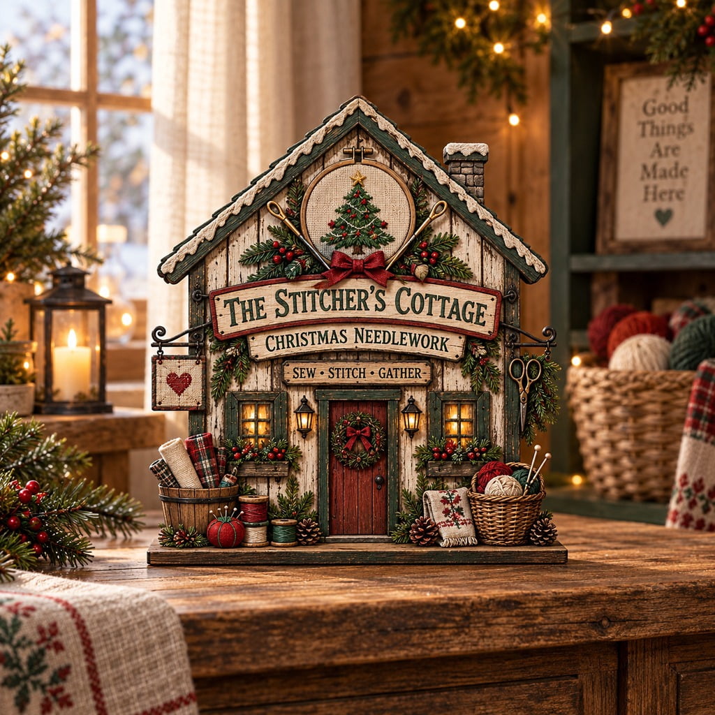 Christmas Wooden Plaque Stitcher's Cottage Needlework Design ...
