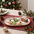 thumbnail image 1 of Christmas Wooden Serving Tray, Holiday Dessert Platter with Deer Tree Snowflake Prints, Farmhouse Tabletop Decor for Cookies Candy Display, 7.28-11.41in, 1 of 6