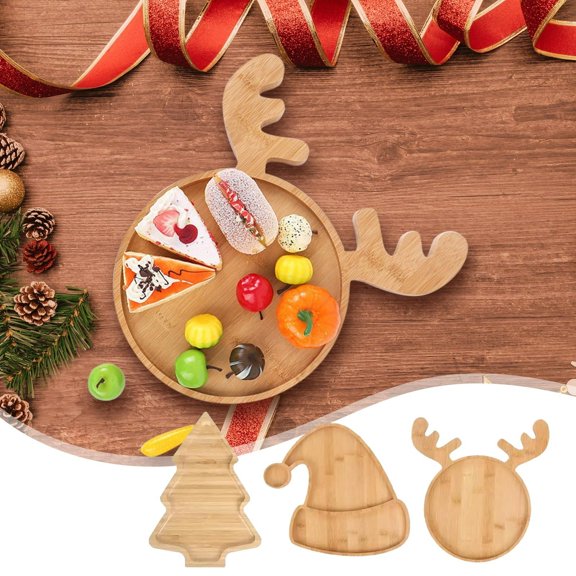 Christmas Wooden Serving Tray for Holiday Table Decoration and Food Display