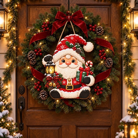Christmas Wooden Sign Santa Gnome Door Decor