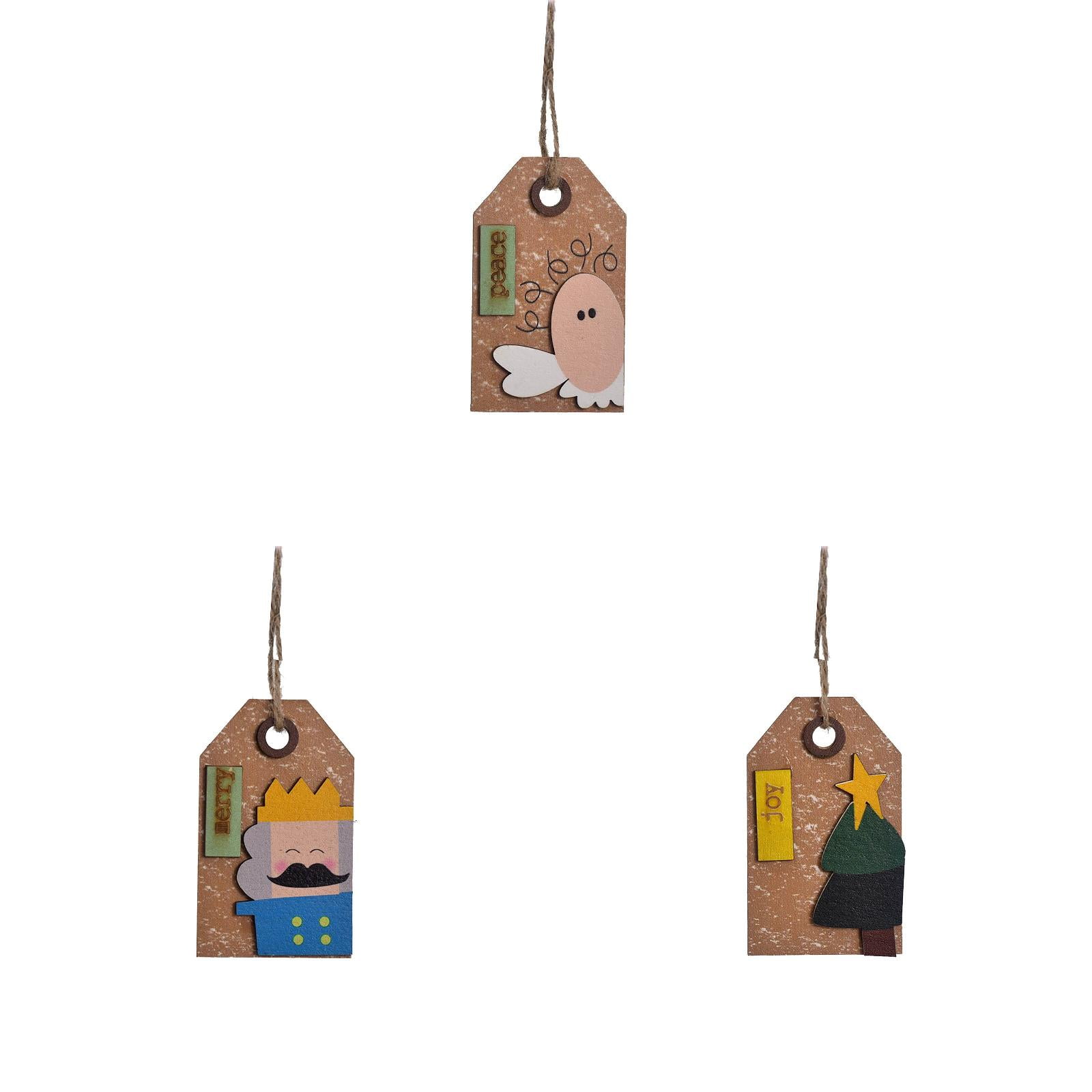 Christmas Wooden Small Hanging Ornaments Wooden Sign Santa Snowman Deer