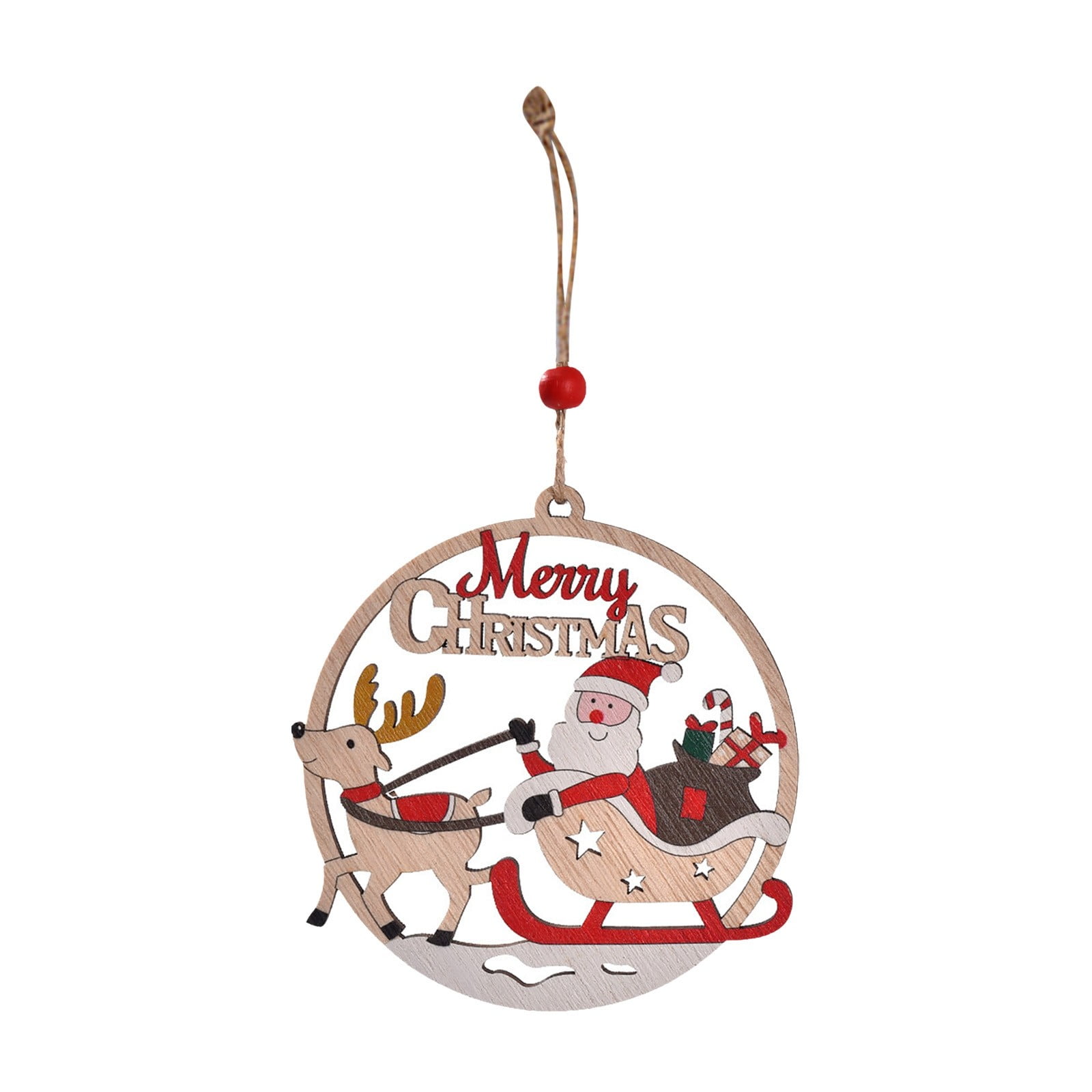 Christmas Wooden Small Pendant Wooden Sign Santa Sleigh Ornament Pack