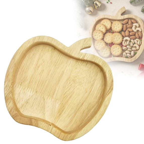 Christmas Wooden Snack Tray, Apple Shaped Charcuterie Board, Natural Wood Serving Platter, Festive Multi Compartment Tray For Cookies, Candy, Nuts, Holiday Tabletop Decor For Christmas Party