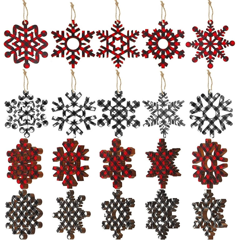 1 Inch SILVER Mini Wood Snowflake Christmas Ornaments 25 QTY