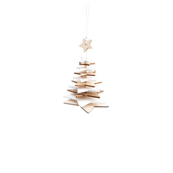 Christmas Wooden Star Ornaments Rustic Wood Hanging Decorations with Rope Christmas Tree Shaped Small Farmhouse Distressed Xmas Tree Decor for Winter Holiday Party Gifts