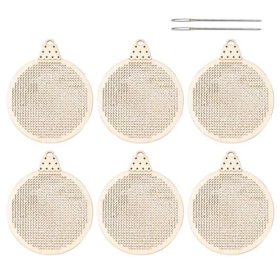 Christmas Wooden Stitches Kits Round Wooden Stitches Kits for Children Beginners Christmas Craft Project