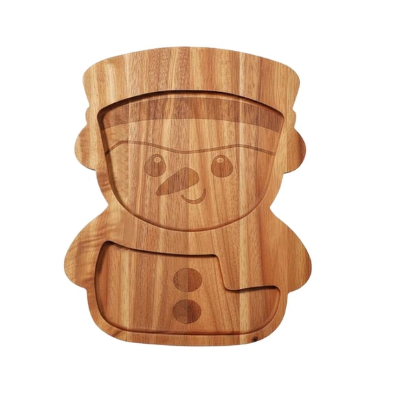 Christmas Wooden Tabletop Serving Tray,Snowmen Styling Charcuterie Board,for Dining Table Cheese Serving,Fruit & Snack Platter,11.8x9.8 inch
