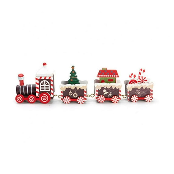 Christmas Wooden Train Ornaments with Snowman Gingerbread Reindeer Figurine Train Decor Mini Train Decor Set for Christmas Party Christmas Train Ornament Toys for Gift Home Decoration
