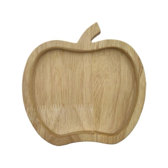 Christmas Wooden Tray, Rubberwood Holiday Serving Plate with Raised Rim for Snacks & Decor
