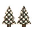 thumbnail image 1 of Christmas Wooden Tree Tabletop Decoration, 2-Piece Interlocking Green Plaid Ornament for Mantel Shelf Holiday Decor, 5.82 in, 1 of 4