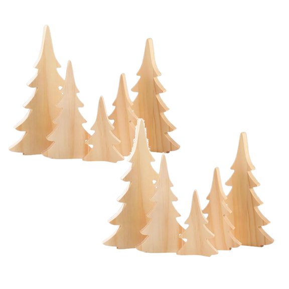 Christmas Wooden Trees, Cutouts Unfinished for Crafts, Wooden Trees Blank Block, Rustic Tabletop Decoration, for Home Fireplace Shelf Decor, Xmas Gifts Paint Craft Project, 10 Pcs, Multisize