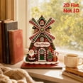 thumbnail image 1 of Christmas Wooden Windmill House,2D Gingerbread Style Christmas Tabletop Ornament for Mantel Shelf,Holiday Home Decor for Office Party Gift,5.9 Inch, 1 of 8