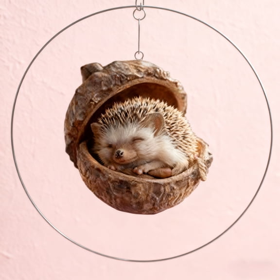 Christmas Woodland Acorn Ornaments Cozy Forest Animal Series 2026 Pine Cone Figurine Refined 3D Resin Print Acrylic Hanging Accent Home Party Seasonal Warm Decorative Look UKHBMC | Hedgehog