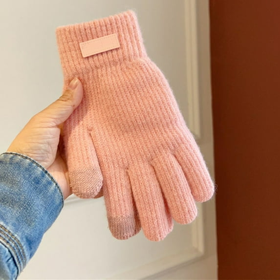 Christmas Wool Gloves for Men & Women,Thermal Gloves With Touchscreen Warm Fleece Liner for Winter Cold Weather,Christmas Gifts for Lover(9.45Inch,Pink)
