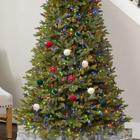 Christmas Wool Ornament Balls 24 Pcs Soft Felt Tree Decorations Set Xmas Holiday Decor Bulk Pack for Full Size Christmas Tree Decorating