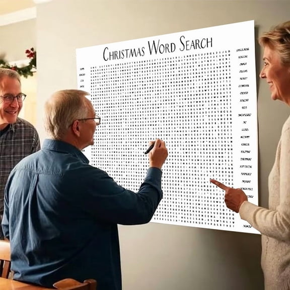 Christmas Word Search Poster, Giant Wall Game, Large Christmas Word Find Puzzle Decoration Include Words, Fun Interactive Experience for Family Party Activity (1PCS)