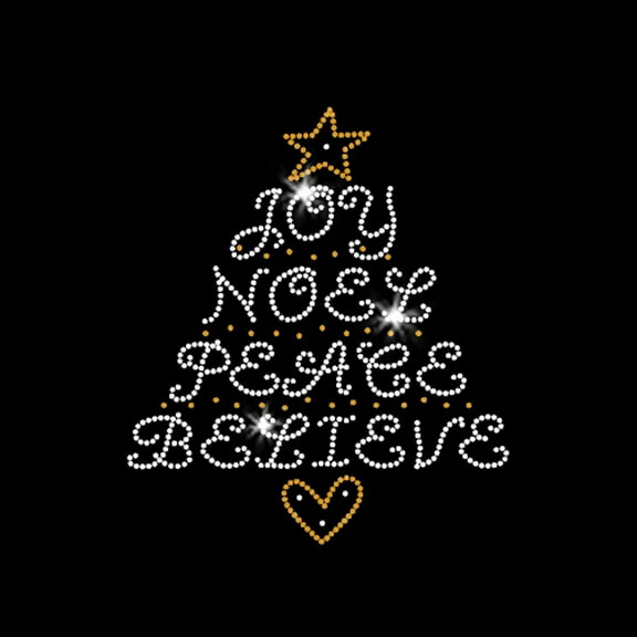 Christmas Word Tree Iron-on Clear Rhinestone Transfer by JCS Rhinestones
