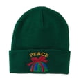 thumbnail image 1 of Christmas World Peace Embroidered Beanie - Green OSFM, 1 of 5
