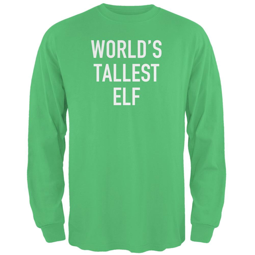 Christmas Worlds Tallest Elf Irish Green Adult Long Sleeve T-Shirt - Large